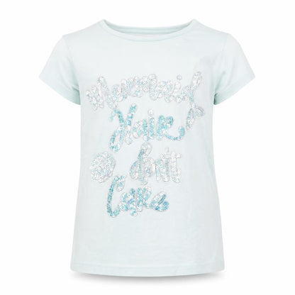 Blue Zoo Girls Blue   Basic T-Shirt Size 5-6 Years  - Mermaid Hair Don't Care