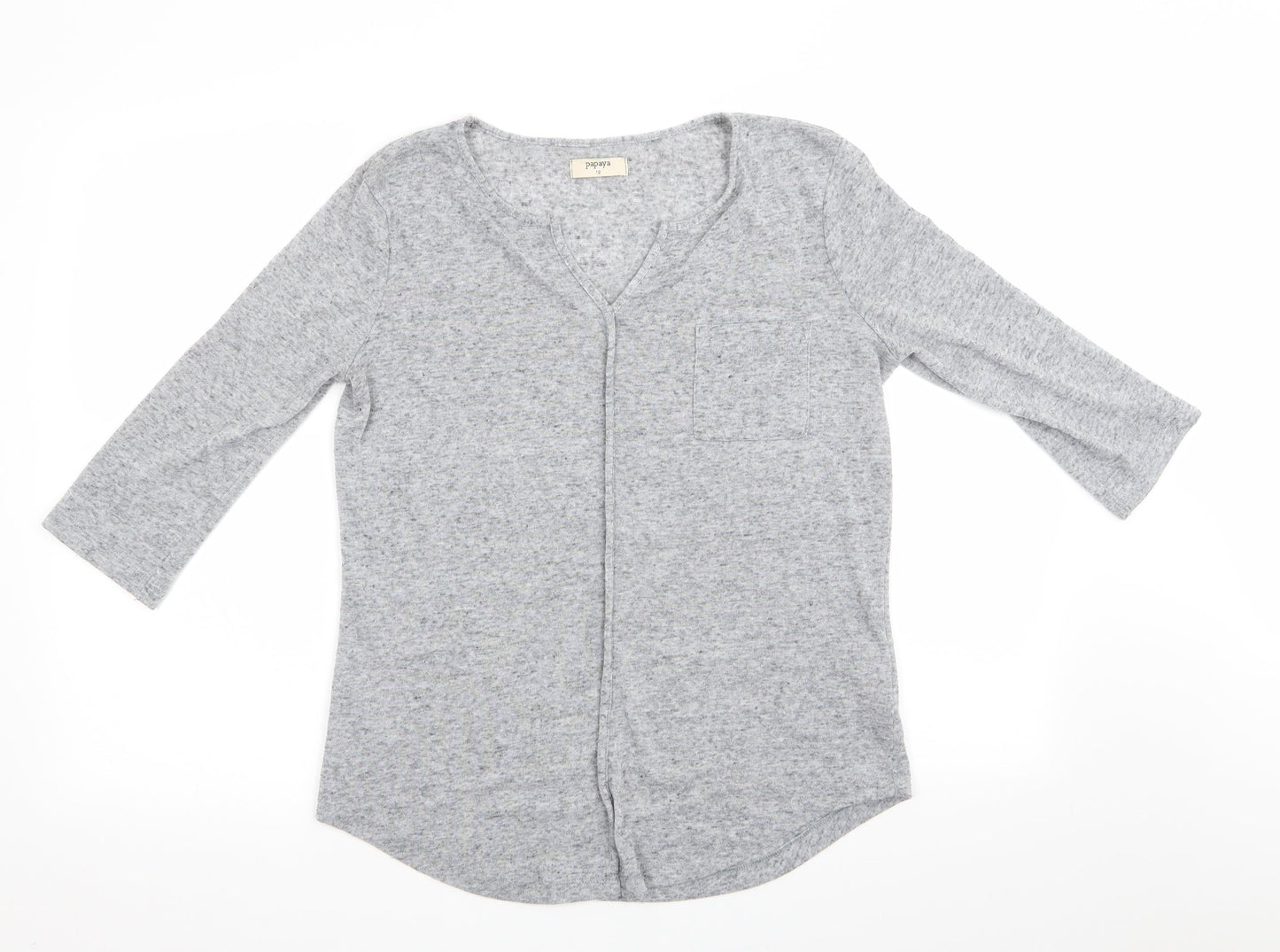 Papaya Womens Grey   Tunic Jumper Size 12  - Front Seam Detail