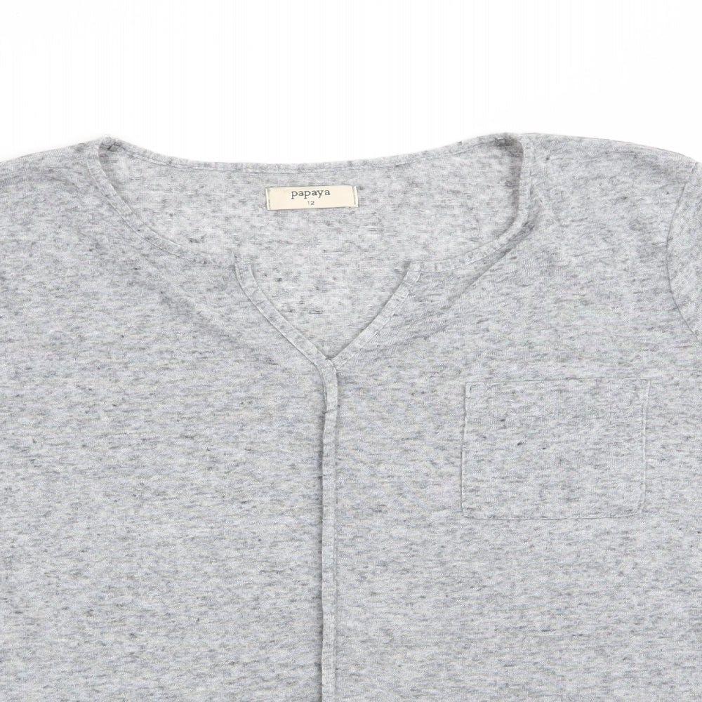 Papaya Womens Grey   Tunic Jumper Size 12  - Front Seam Detail