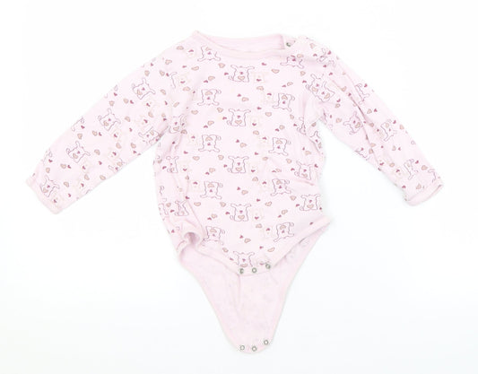 Preworn Baby Pink Animal Print  Babygrow One-Piece Size 18 Months