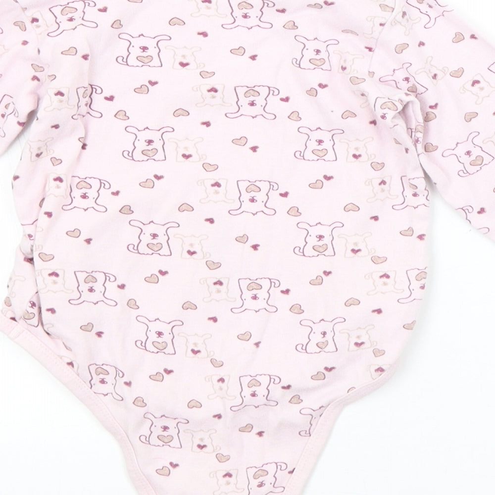 Preworn Baby Pink Animal Print  Babygrow One-Piece Size 18 Months