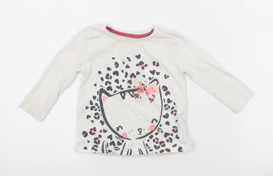 LULLABY Girls White   Basic T-Shirt Size 6-9 Months