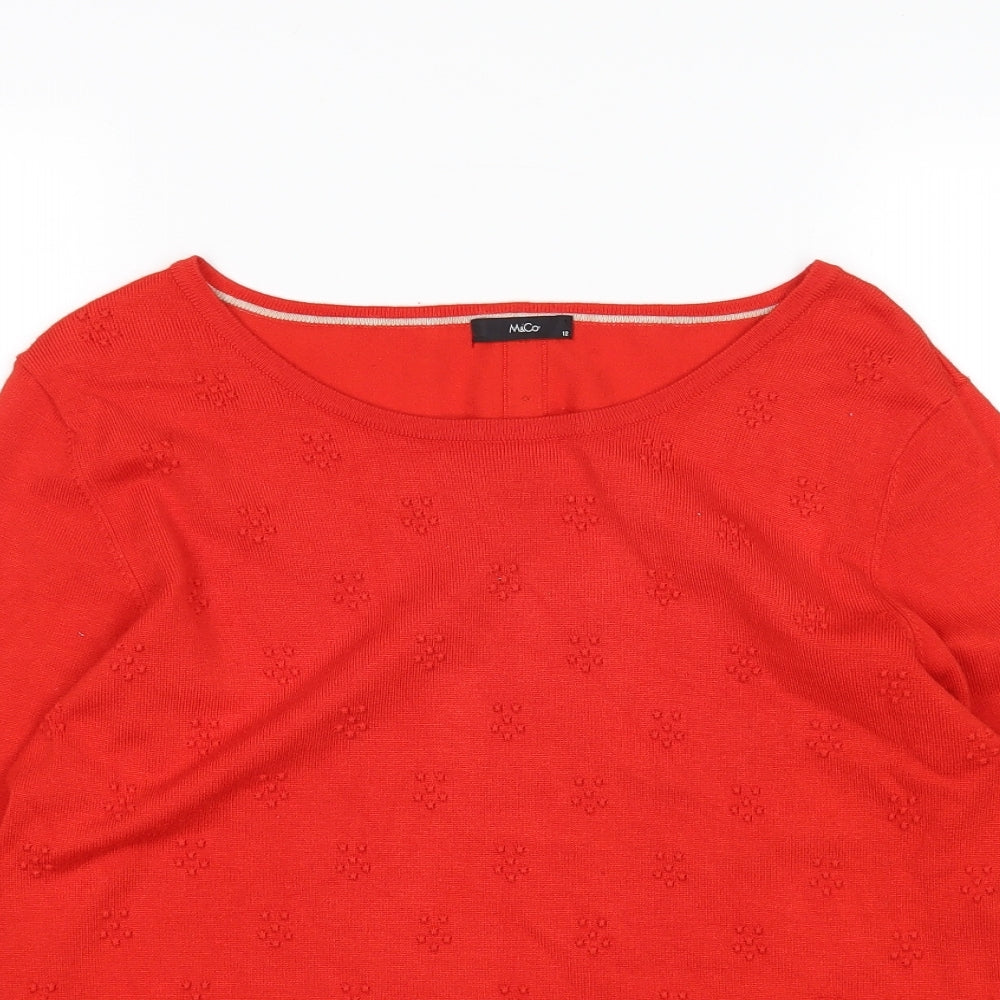 M&Co Womens Red   Pullover Jumper Size 12