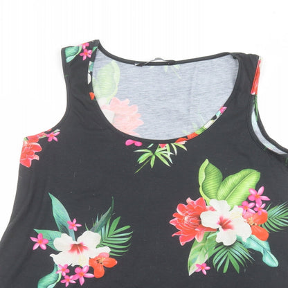 Capsule Womens Black Floral A-Line Size 16