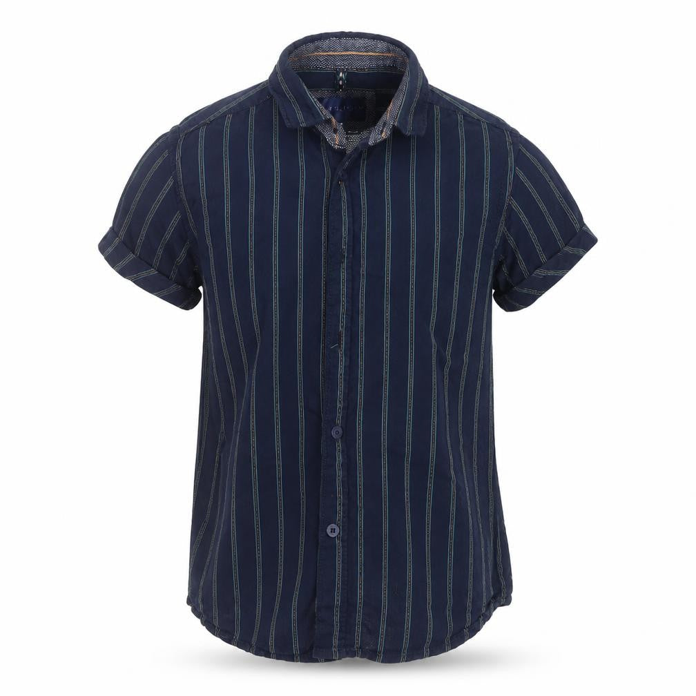 Steel & Jelly Boys Blue Striped  Basic Button-Up Size 7-8 Years
