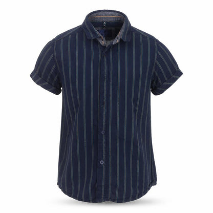 Steel & Jelly Boys Blue Striped  Basic Button-Up Size 7-8 Years