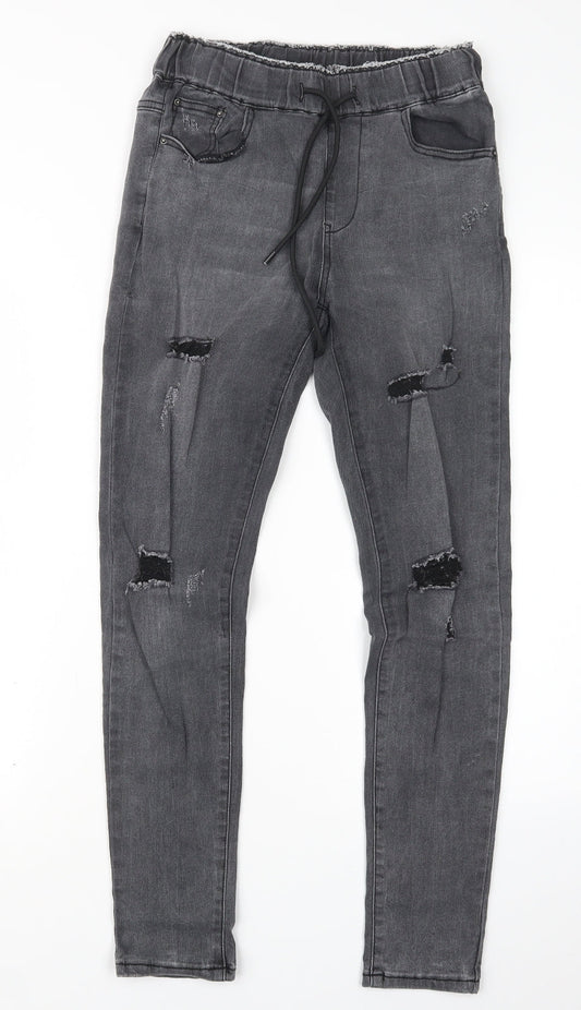 Preworn Womens Grey  Denim Straight Jeans Size XS L28 in