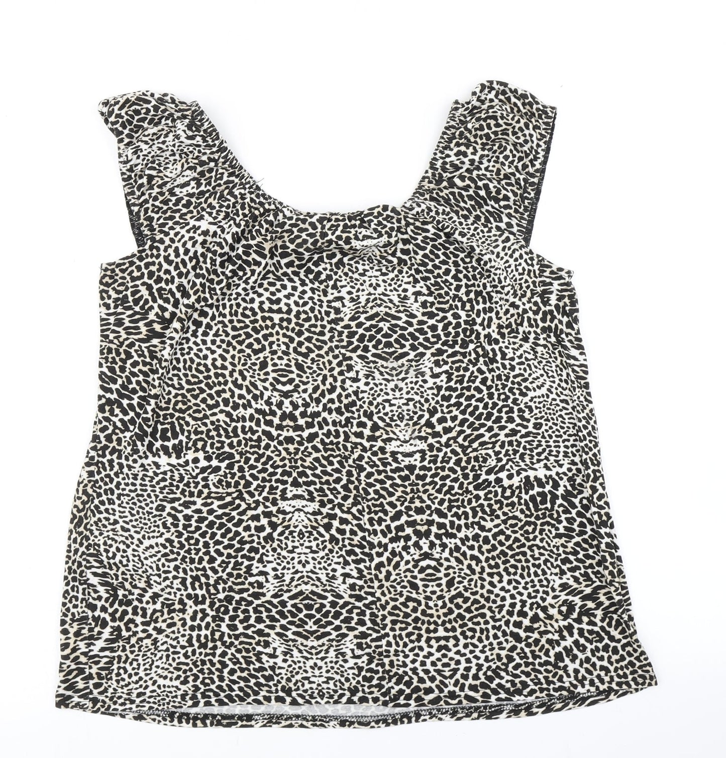 Peacocks Womens Brown Animal Print  Basic T-Shirt Size 14