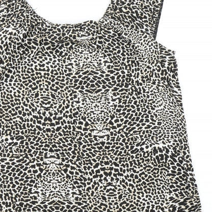 Peacocks Womens Brown Animal Print  Basic T-Shirt Size 14