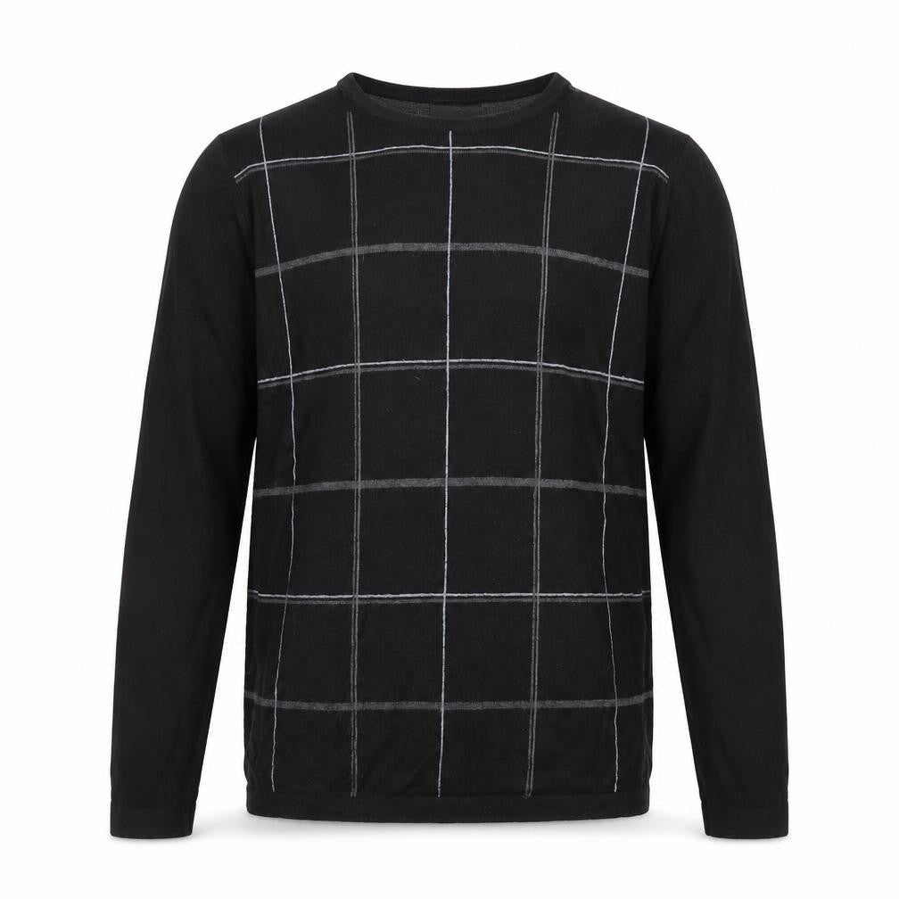 NEXT Mens Black Check Knit Pullover Jumper Size S