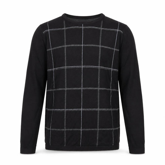 Next Mens Black Check Knit Pullover Jumper Size S