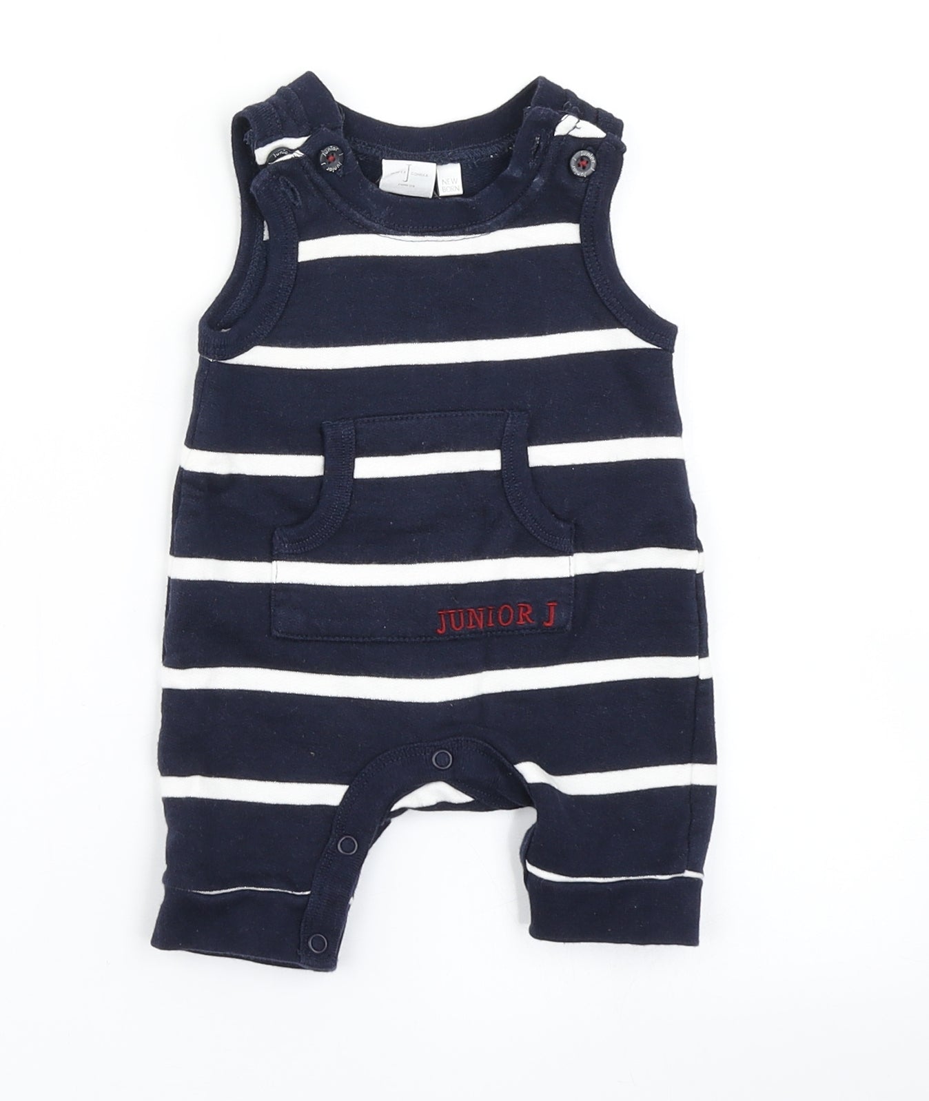 Junior J Boys Blue Striped  Dungaree One-Piece Size Newborn