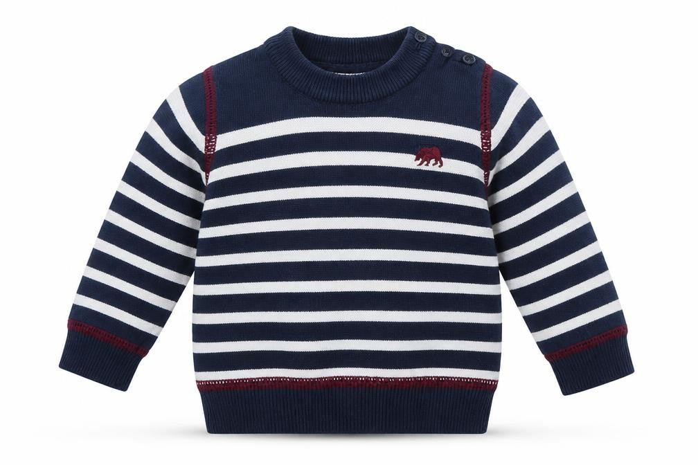 Earlydays Boys Blue Striped Knit Pullover Jumper Size 0-3 Months