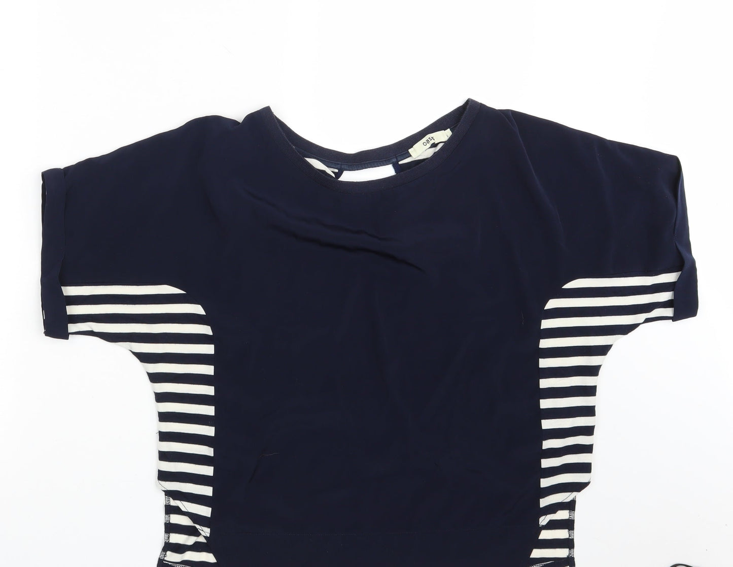 Oasis Womens Blue Striped  Basic T-Shirt Size S