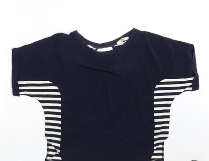 Oasis Womens Blue Striped  Basic T-Shirt Size S