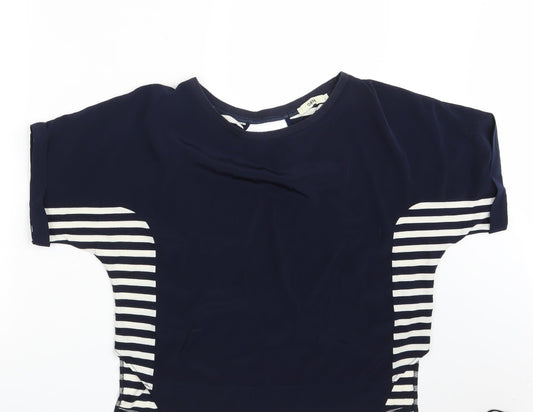 Oasis Womens Blue Striped  Basic T-Shirt Size S