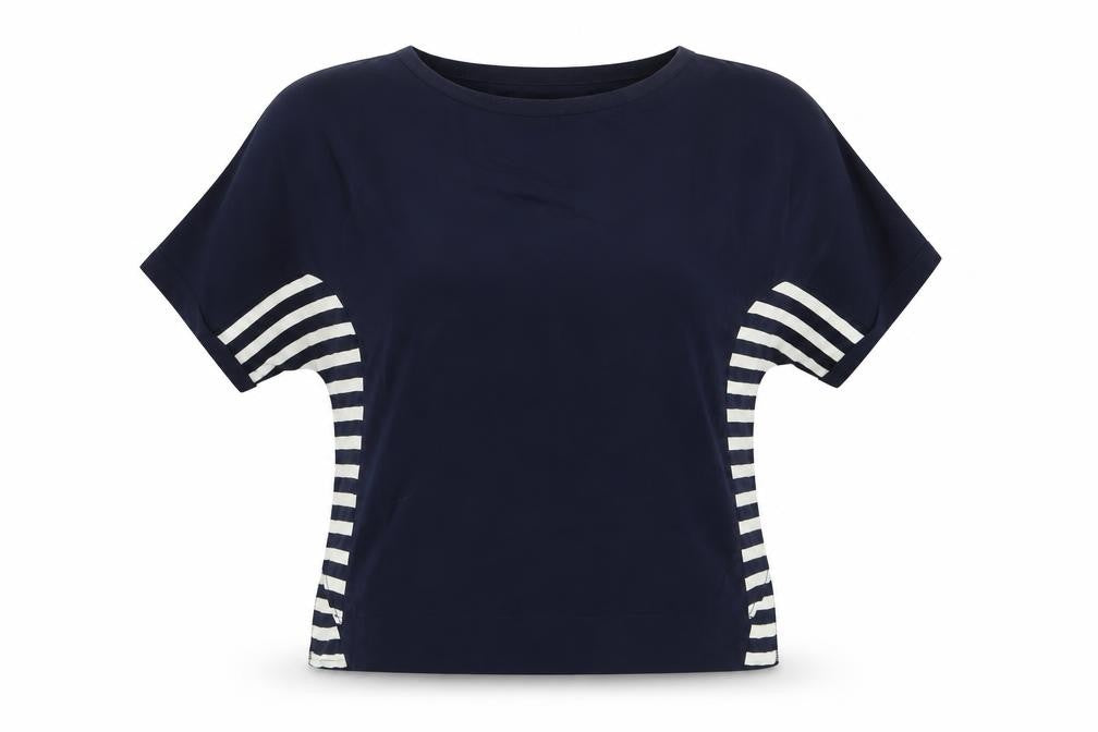 Oasis Womens Blue Striped  Basic T-Shirt Size S