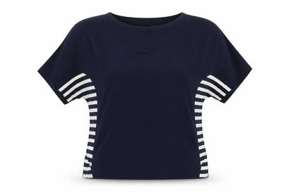 Oasis Womens Blue Striped  Basic T-Shirt Size S