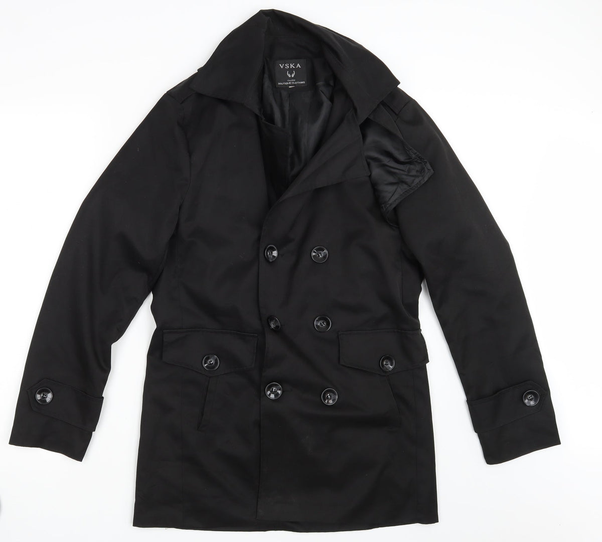 VSKa Womens Black   Overcoat Coat One Size