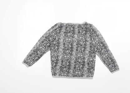 Limited Collection Womens Silver Animal Print  Pullover Jumper Size 10