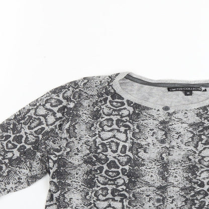 Limited Collection Womens Silver Animal Print  Pullover Jumper Size 10
