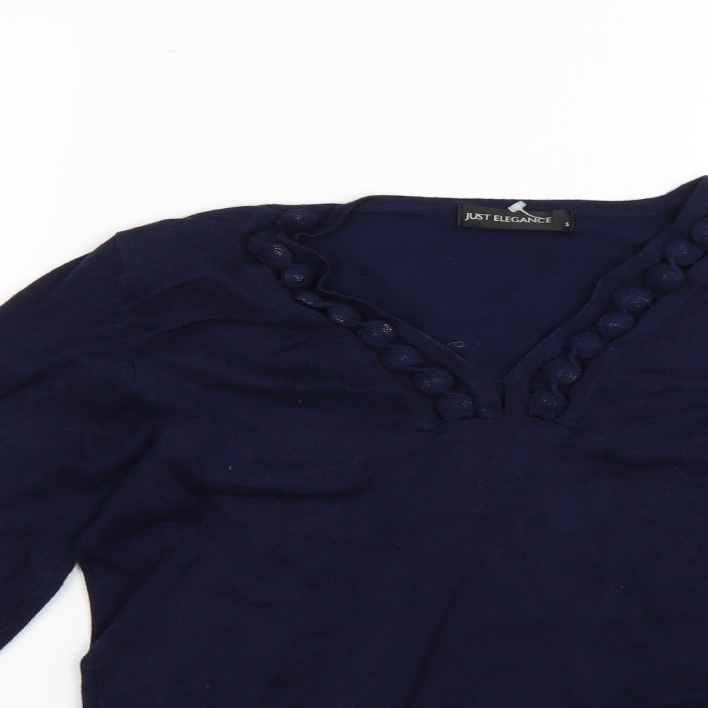 just elegant Womens Blue   Pullover Jumper Size S