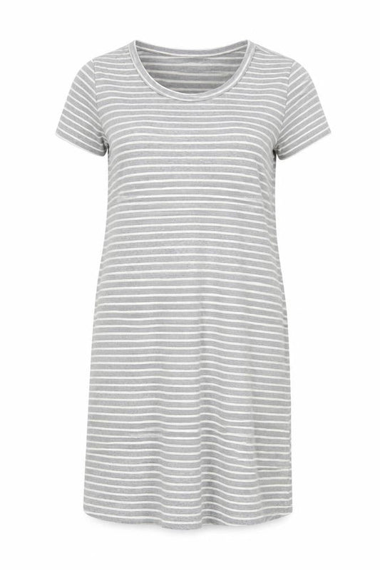 cool Womens Grey Striped  T-Shirt Dress  Size M