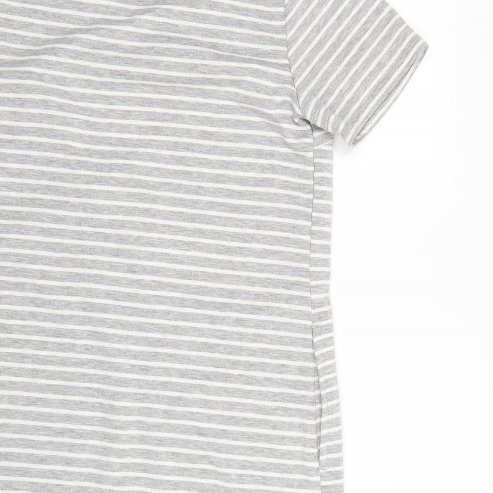 cool Womens Grey Striped  T-Shirt Dress  Size M