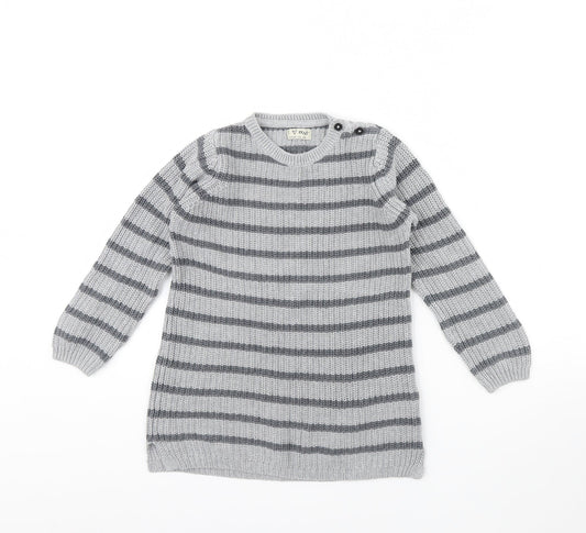 NEXT Girls Grey Striped  Pullover Jumper Size 5 Years