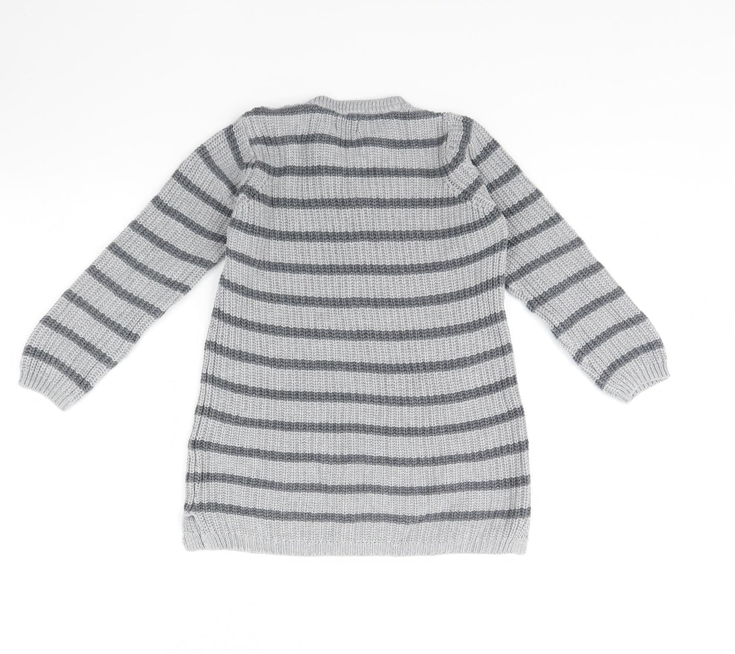 NEXT Girls Grey Striped  Pullover Jumper Size 5 Years