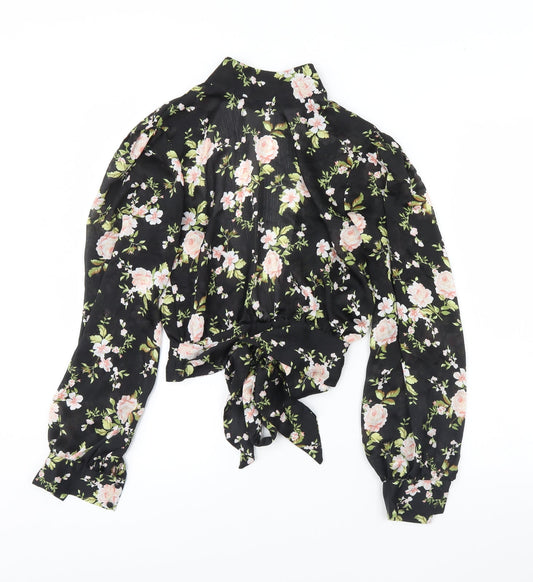 Topshop Womens Black Floral  Basic Blouse Size 6