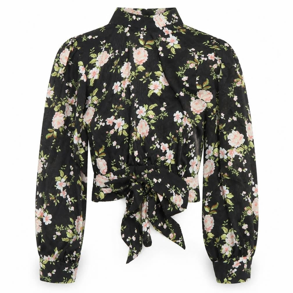 Topshop Womens Black Floral  Basic Blouse Size 6