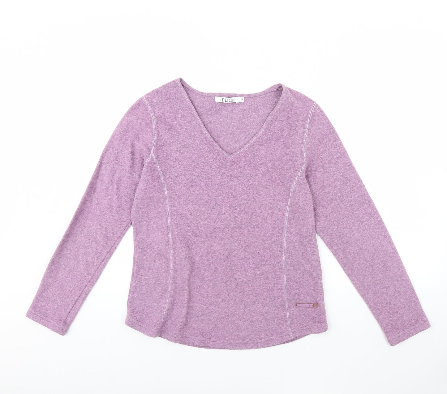M&Co Womens Purple  Fleece Basic Blouse Size S