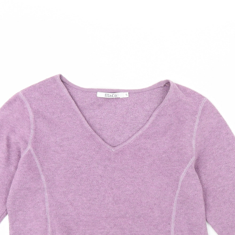 M&Co Womens Purple  Fleece Basic Blouse Size S