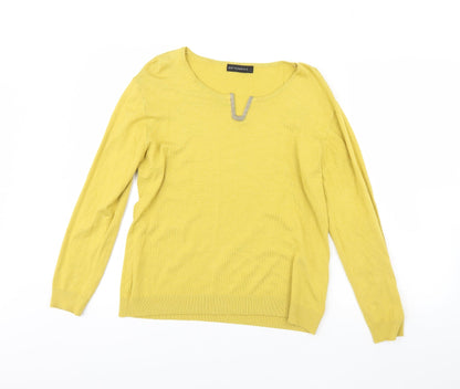 Just elegance Womens Yellow   Pullover Jumper Size L