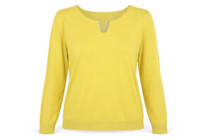 Just elegance Womens Yellow   Pullover Jumper Size L