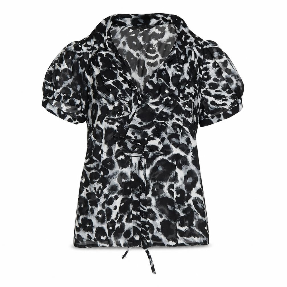 Debenhams Womens Blue Animal Print  Basic Button-Up Size 6