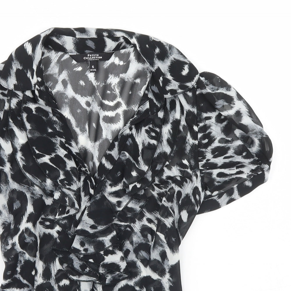 Debenhams Womens Blue Animal Print  Basic Button-Up Size 6