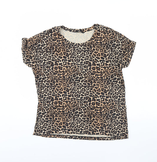 Only  Womens Brown Animal Print  Basic Blouse Size 10