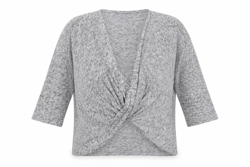 AX Paris Womens Grey  Knit Basic Blouse Size M  - knot detail