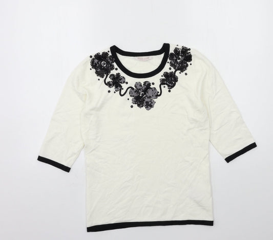 Anna Rose Womens White  Knit Pullover Jumper Size S