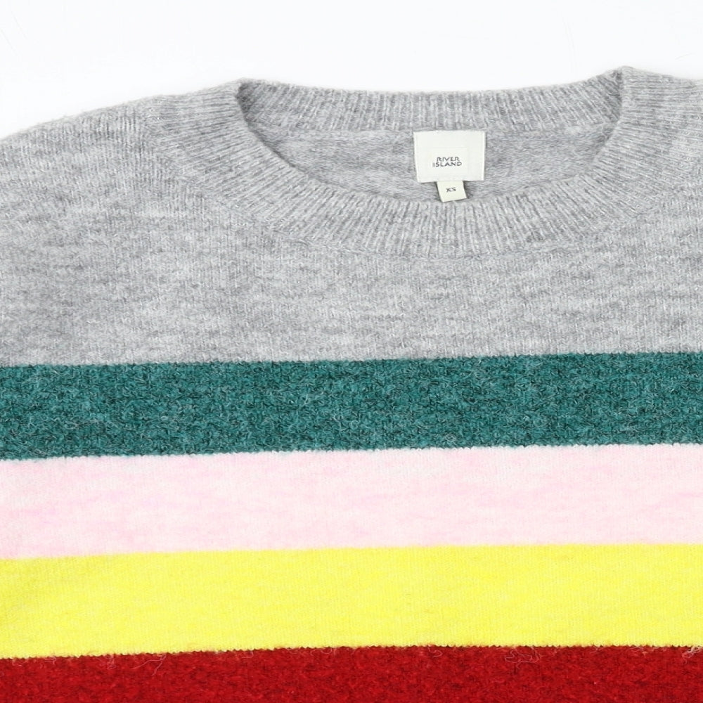 River Island Womens Multicoloured Striped Knit Pullover Jumper Size XS