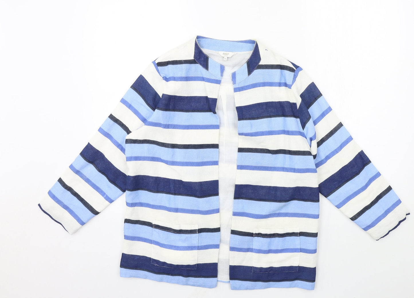 Cotton Traders Womens Blue Striped  Jacket  Size 10