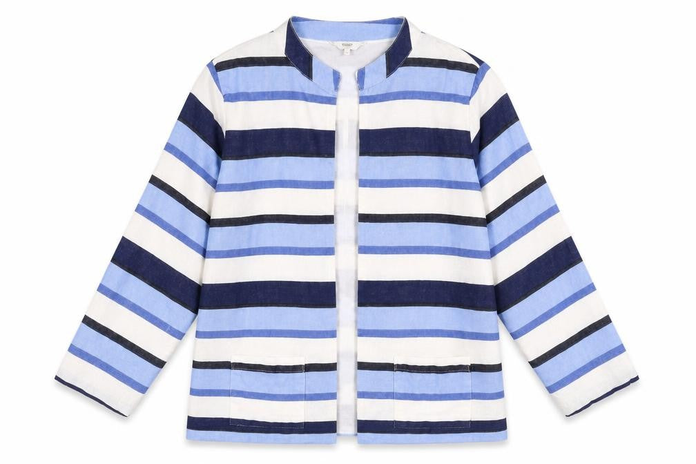 Cotton Traders Womens Blue Striped  Jacket  Size 10