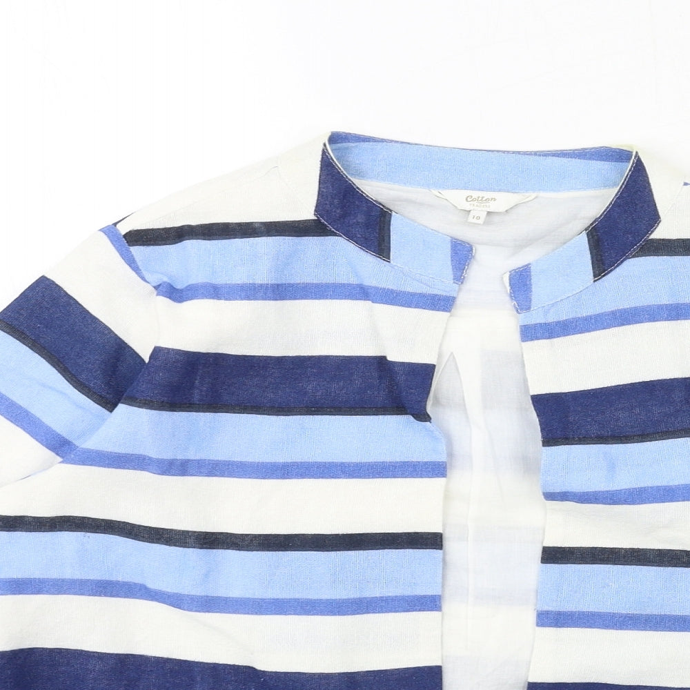 Cotton Traders Womens Blue Striped  Jacket  Size 10
