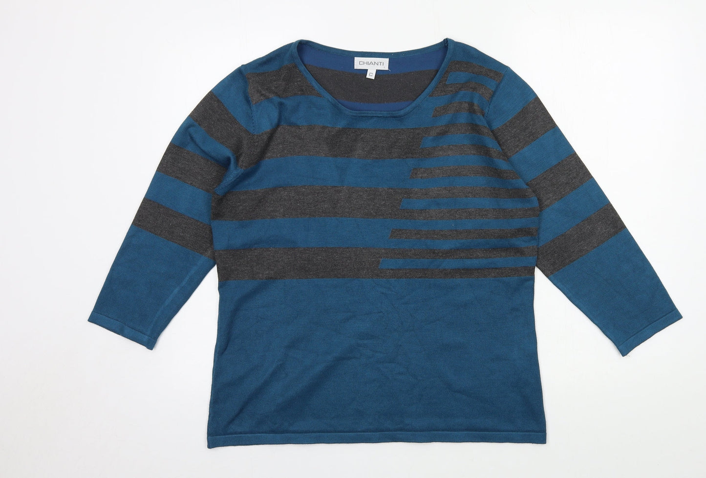 Chianti  Womens Blue Striped Knit Pullover Jumper Size L