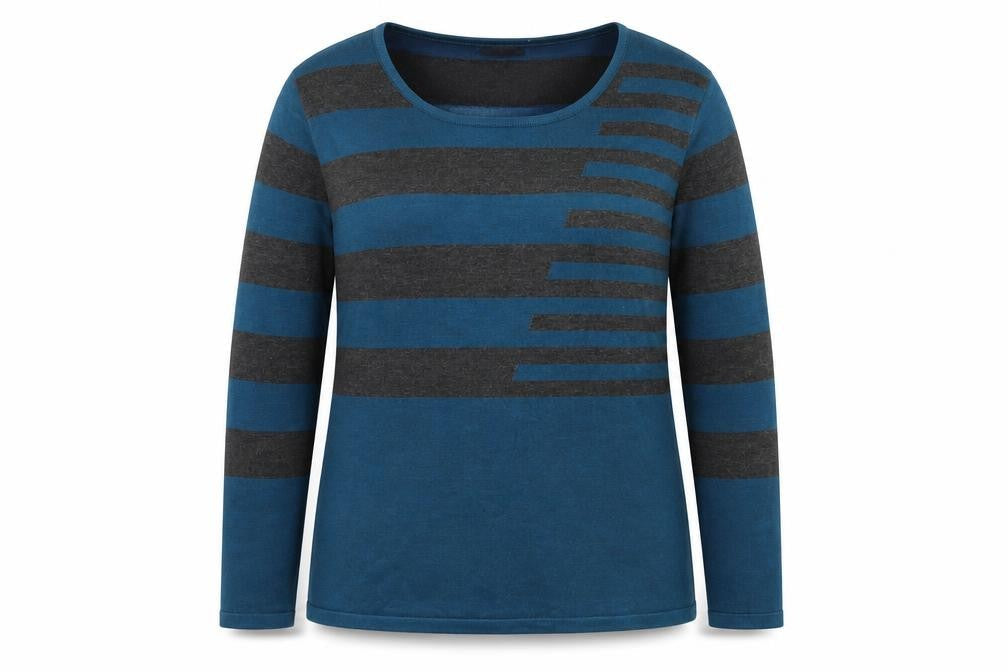 Chianti  Womens Blue Striped Knit Pullover Jumper Size L