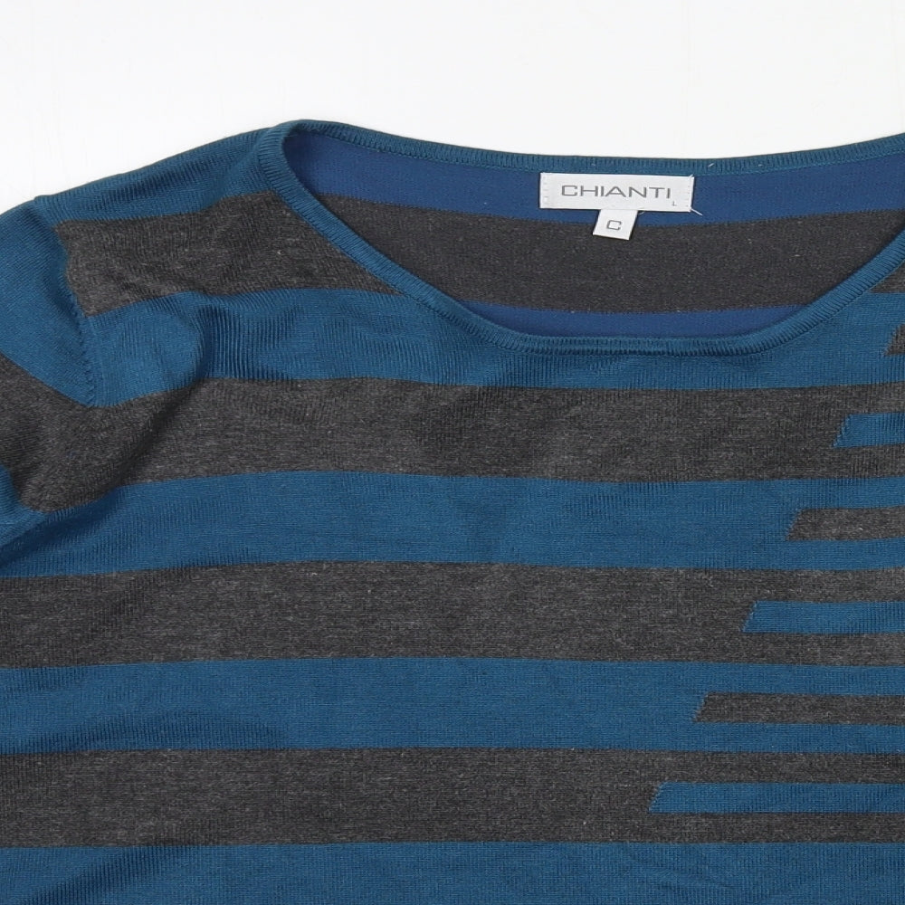 Chianti  Womens Blue Striped Knit Pullover Jumper Size L