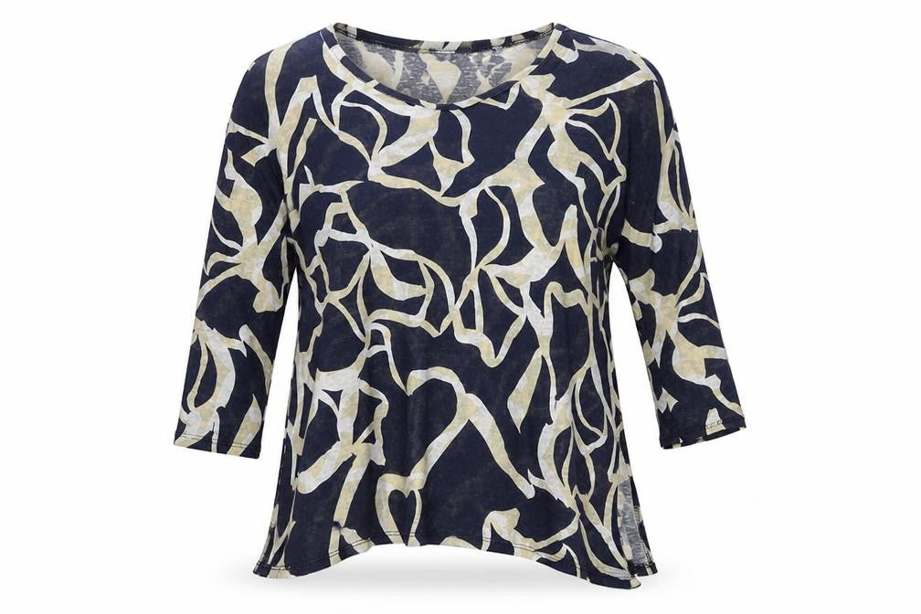 Wallis Womens Blue Geometric Jersey Basic T-Shirt Size 12