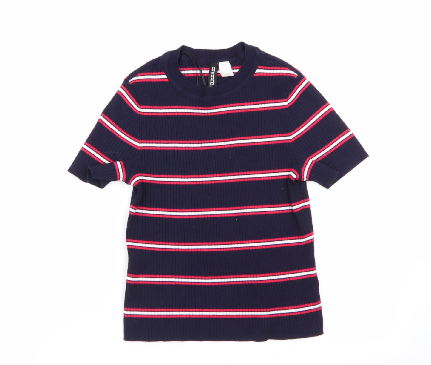 Divided by H&M Womens Multicoloured Striped  Basic T-Shirt Size 6